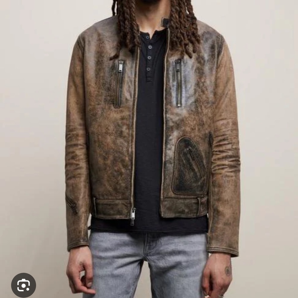 John Varvatos - James Racer Leather Jacket - Desert Sand - EU 52 / US 42